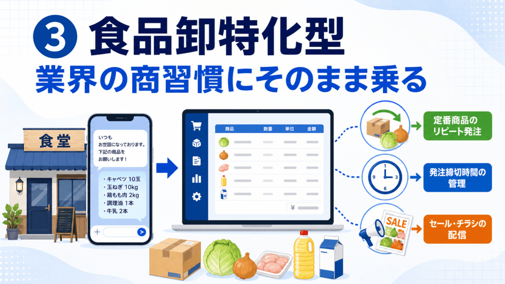 ③ 食品卸特化型｜業界の商習慣にそのまま乗る