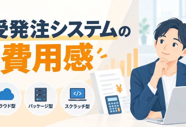 受発注システムの費用感を表した男性イラストのサムネイル
